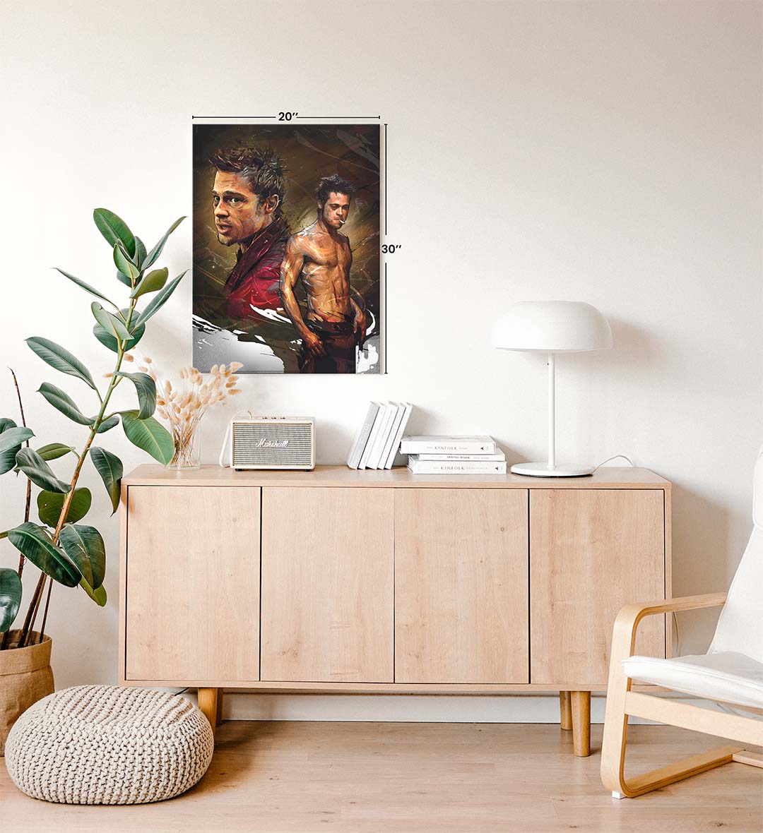 Fight Club Fury with Brad Pitt Tyler Durden design wall art for Indian home decor.
