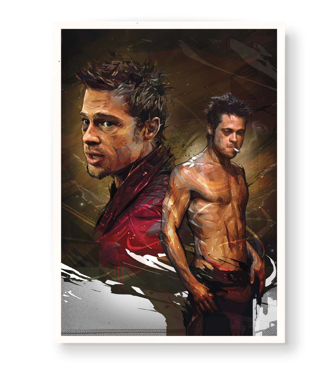 Fight Club Fury with Brad Pitt Tyler Durden design wall art for Indian home decor.