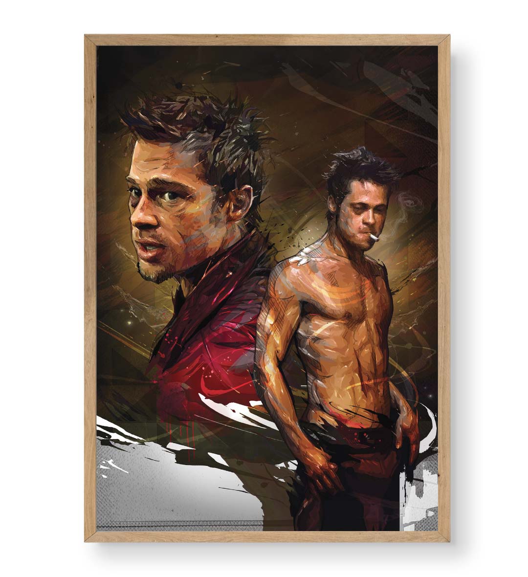 Fight Club Fury with Brad Pitt Tyler Durden design wall art for Indian home decor.