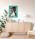 Fight Club Dual Shadows cinematic wall art with teal background and pink accents for Indian home decor.