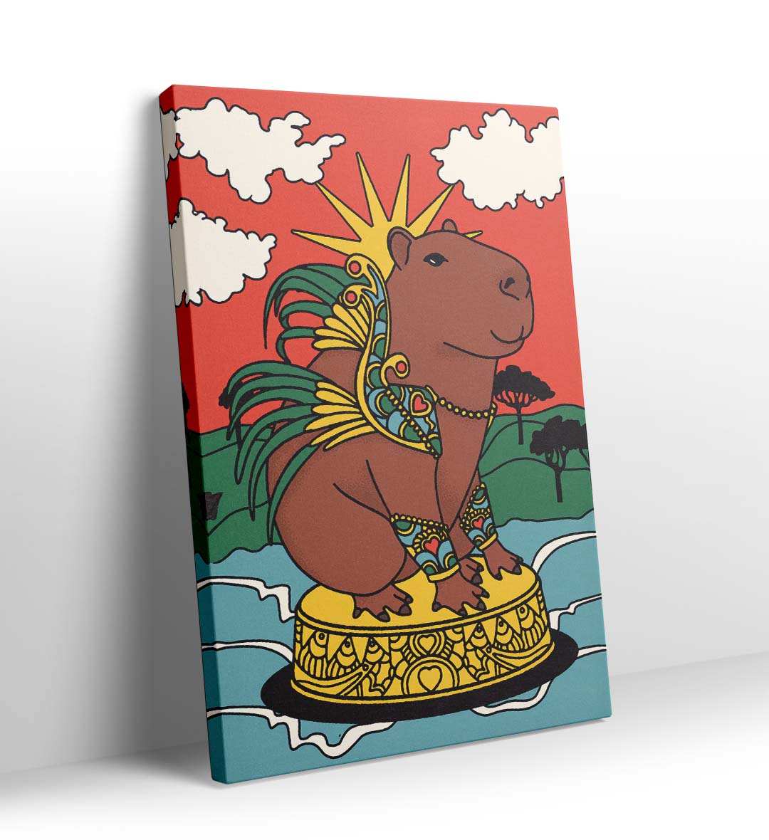 Golden Elegance vintage glam wall art canvas print with gold and green tones for Indian home decor.