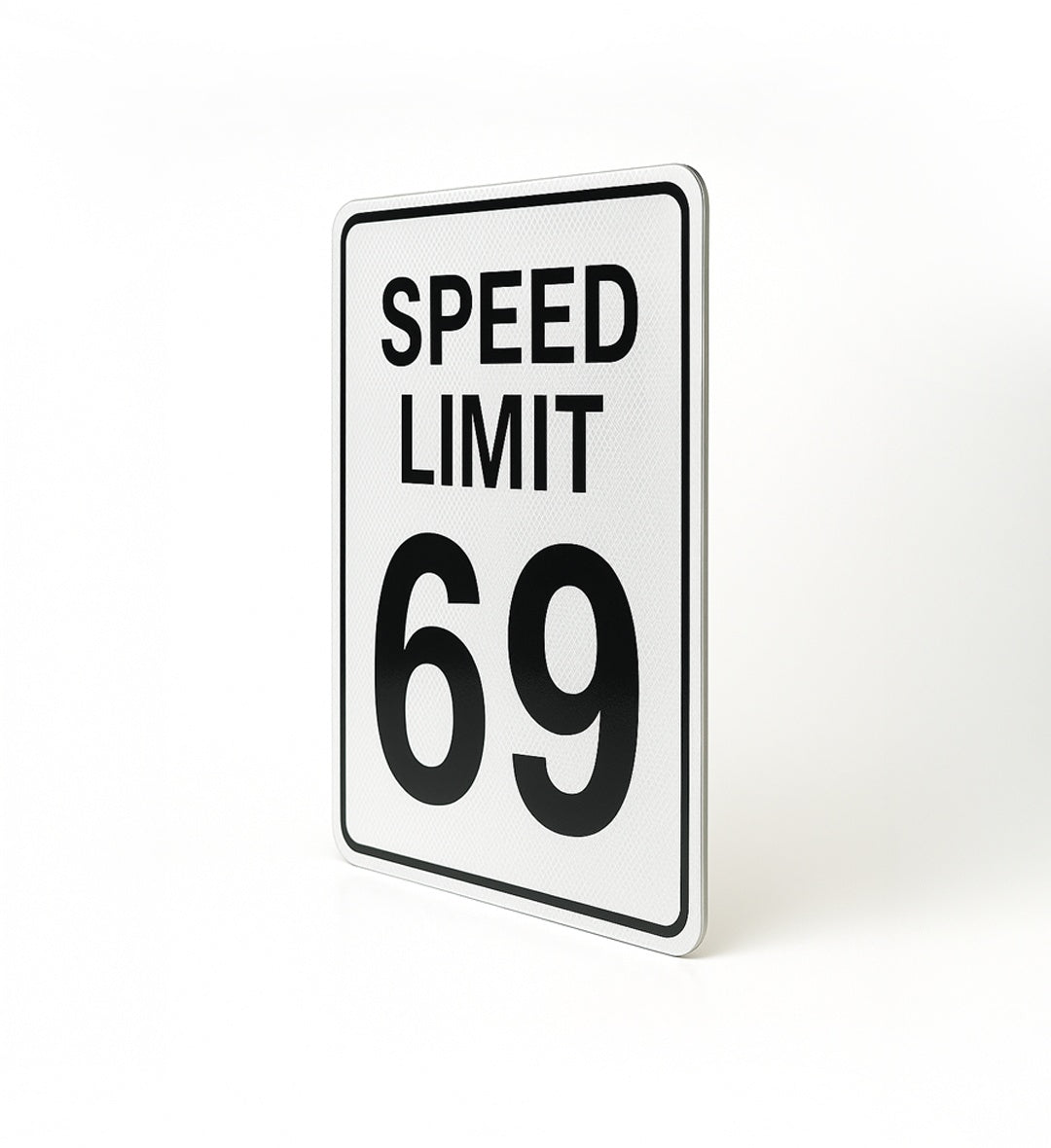 Witty "Speed 69" road sign for the living room, keeping things light and lively.