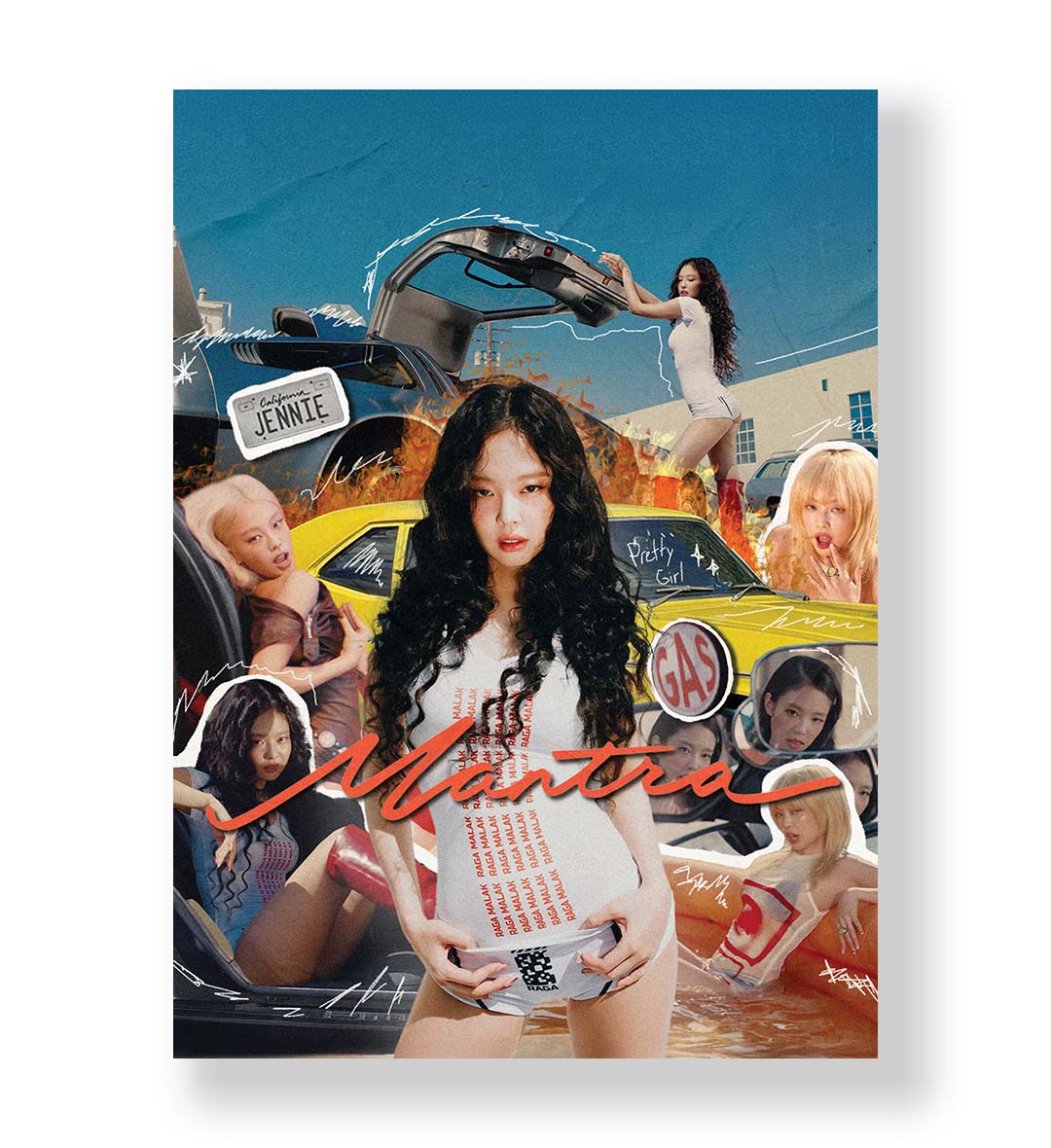 Buy Blackpink jennie artistic retro vibes wall art for girls room or kpop fans.