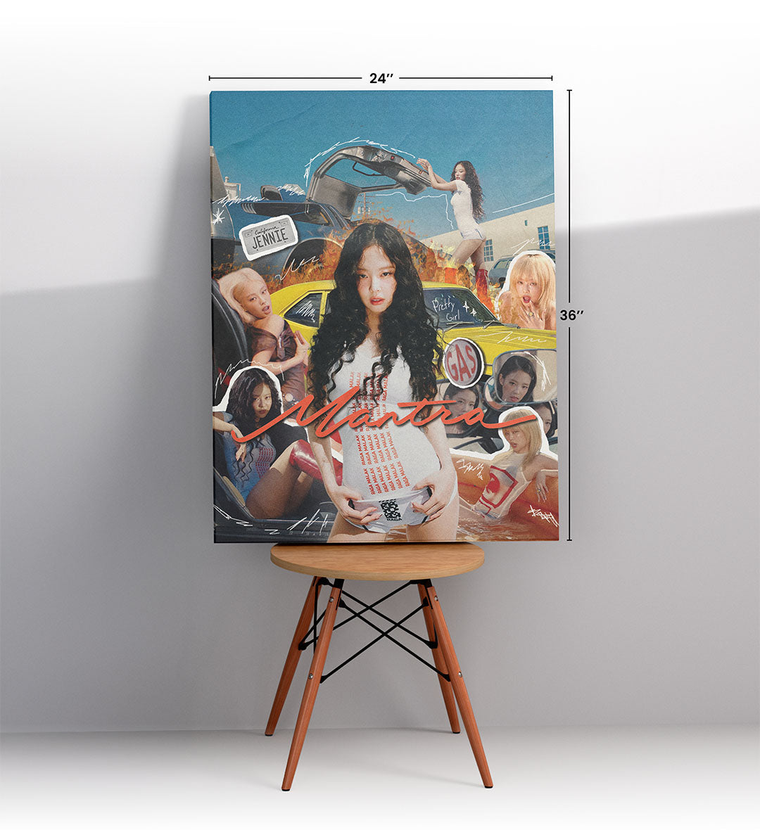 Blackpink Jennie mantra modern cinematic canvas art for home decoration.
