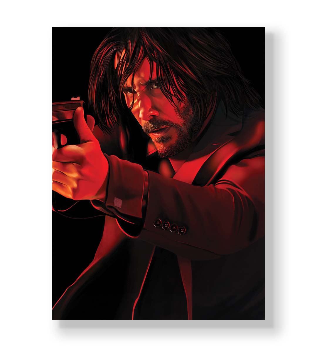 John Wick Strike with Keanu Reeves action design wall art for Indian home decor.