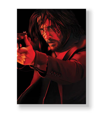John Wick Strike with Keanu Reeves action design wall art for Indian home decor.