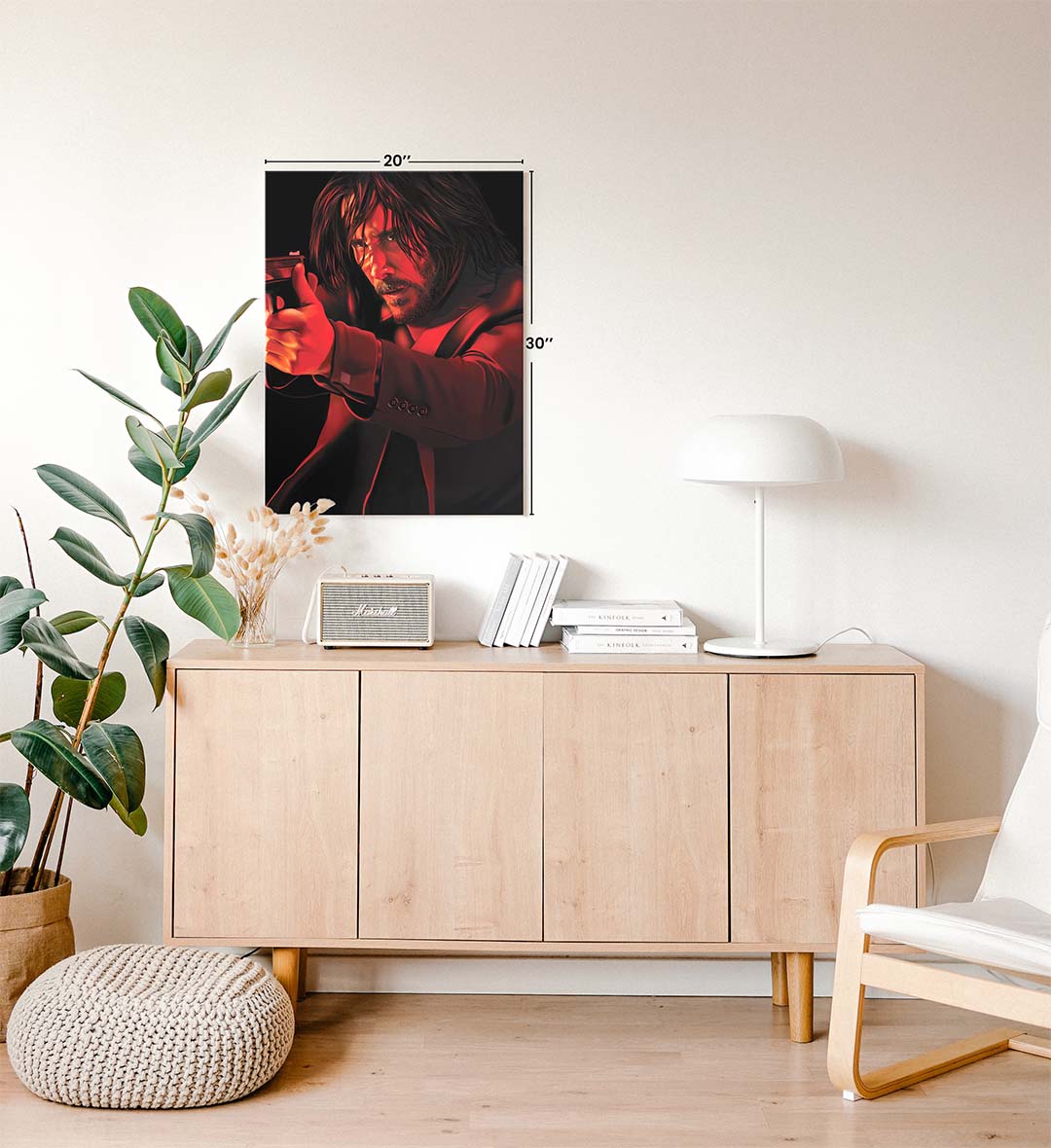 John Wick Strike with Keanu Reeves action design wall art for Indian home decor.