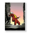 Joker’s Sunset Dance cinematic wall art with red suit and sunset sky for Indian home decor.