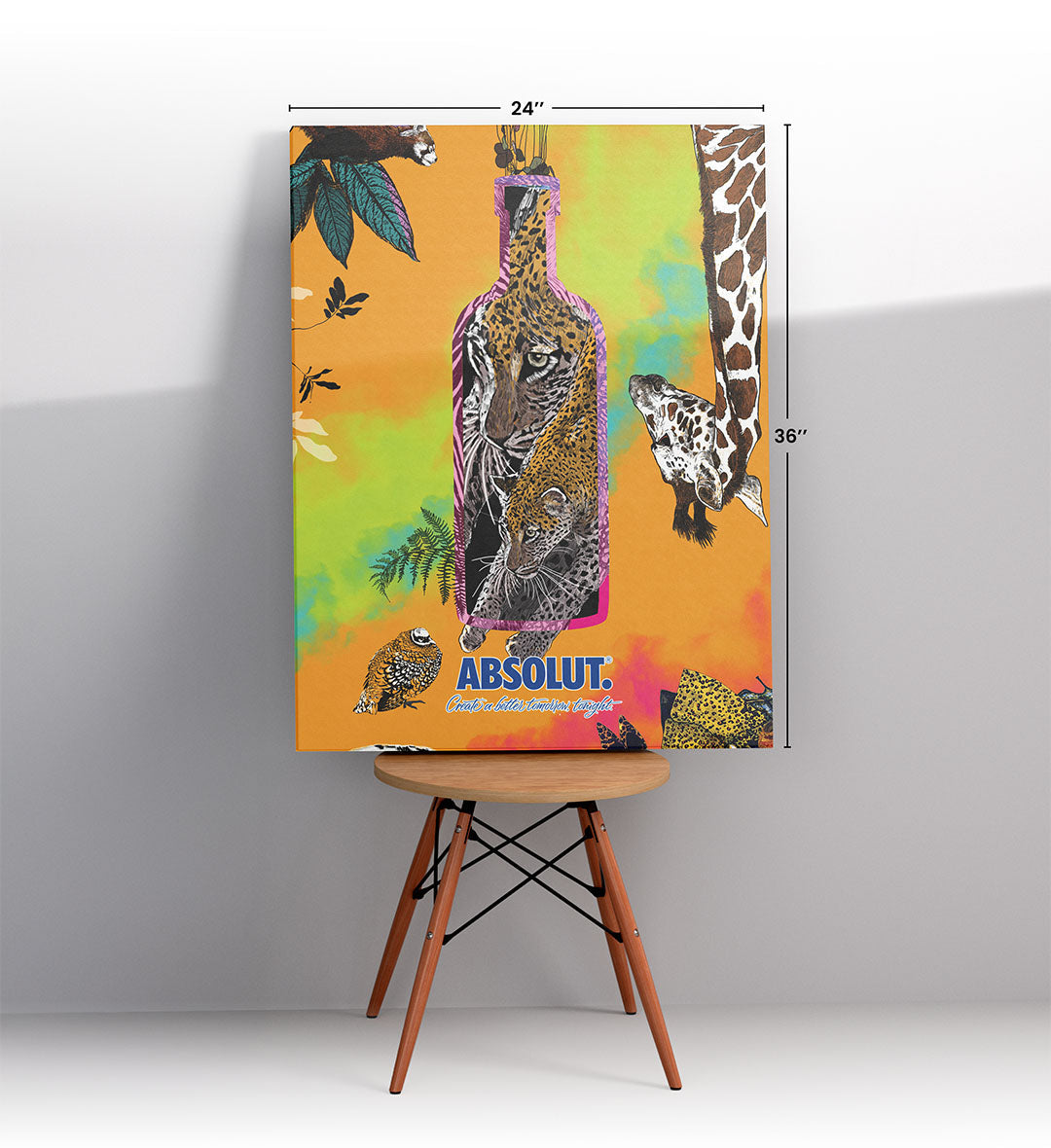 Jungle Vibes Absolut safari bar wall art canvas print with leopard for Indian bar decor.
