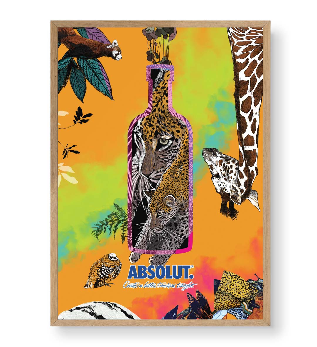 Jungle Vibes Absolut safari bar wall art canvas print with leopard for Indian bar decor.
