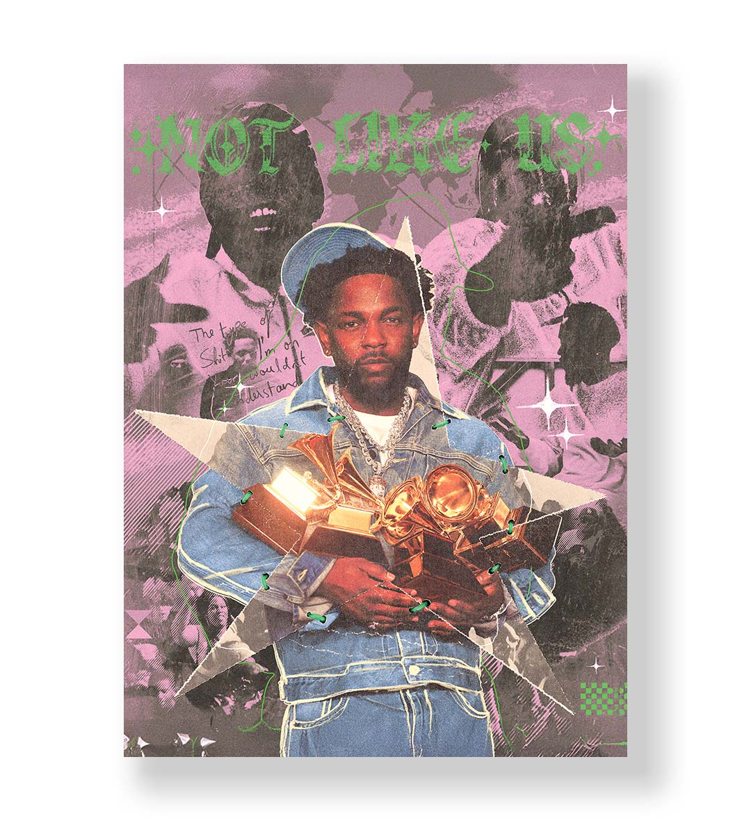 Kendrick Not Like Us hip-hop wall art canvas print with purple and green accents for Indian home decor.