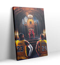 Court Kings canvas wall art featuring LeBron James, Kobe Bryant, and Michael Jordan for Indian home decor.