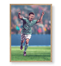 Lionel Messi canvas wall art in Argentina jersey celebrating, ideal for modern Indian sports home decor.