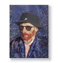 Vincent Van Gogh parody canvas wall art with Nike bucket hat and sunglasses, ideal for modern Indian home decor.