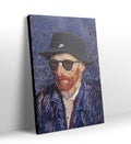 Vincent Van Gogh parody canvas wall art with Nike bucket hat and sunglasses, ideal for modern Indian home decor.