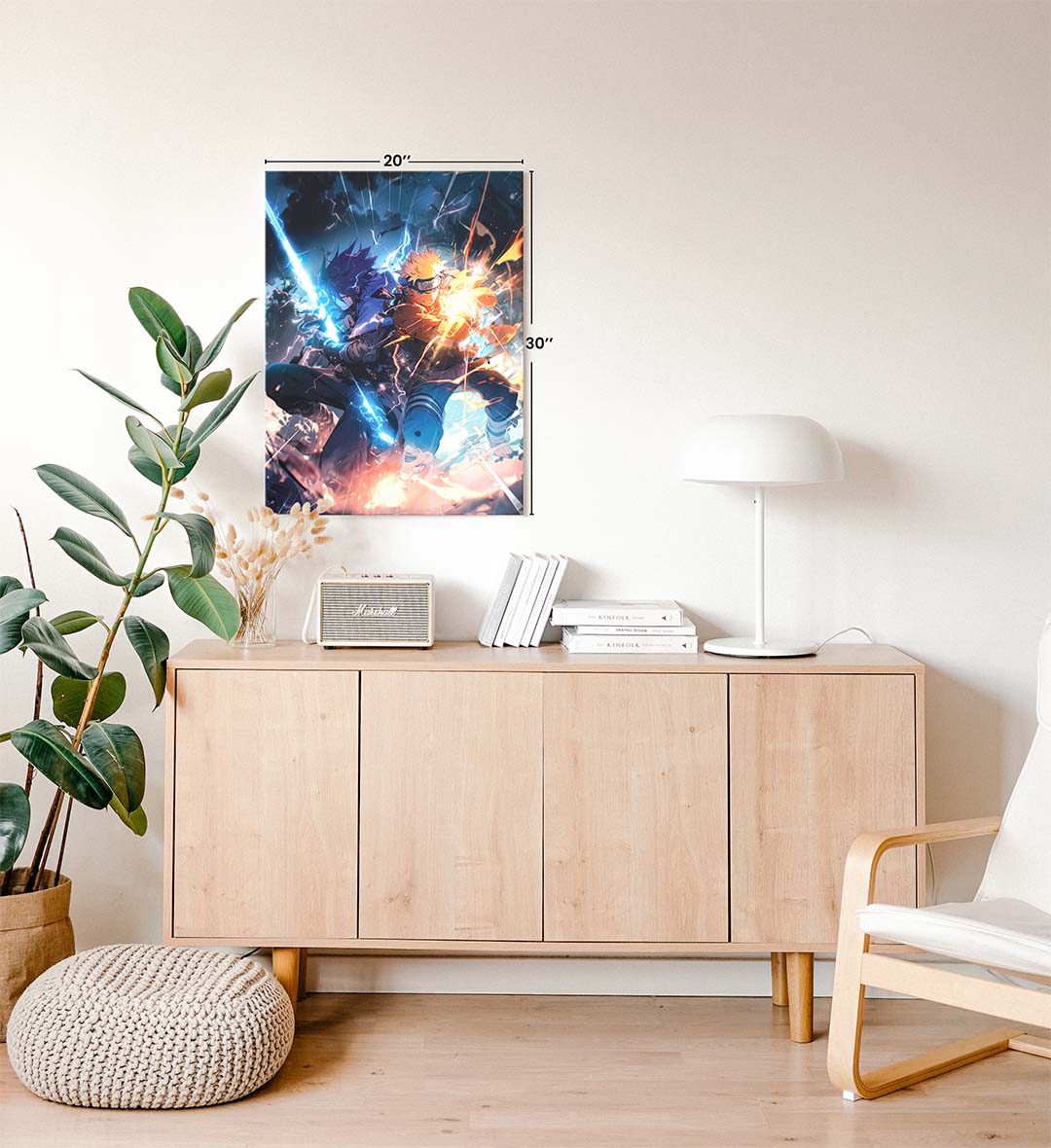 Naruto vs Sasuke with Rasengan and Chidori clash wall art for Indian home decor.
