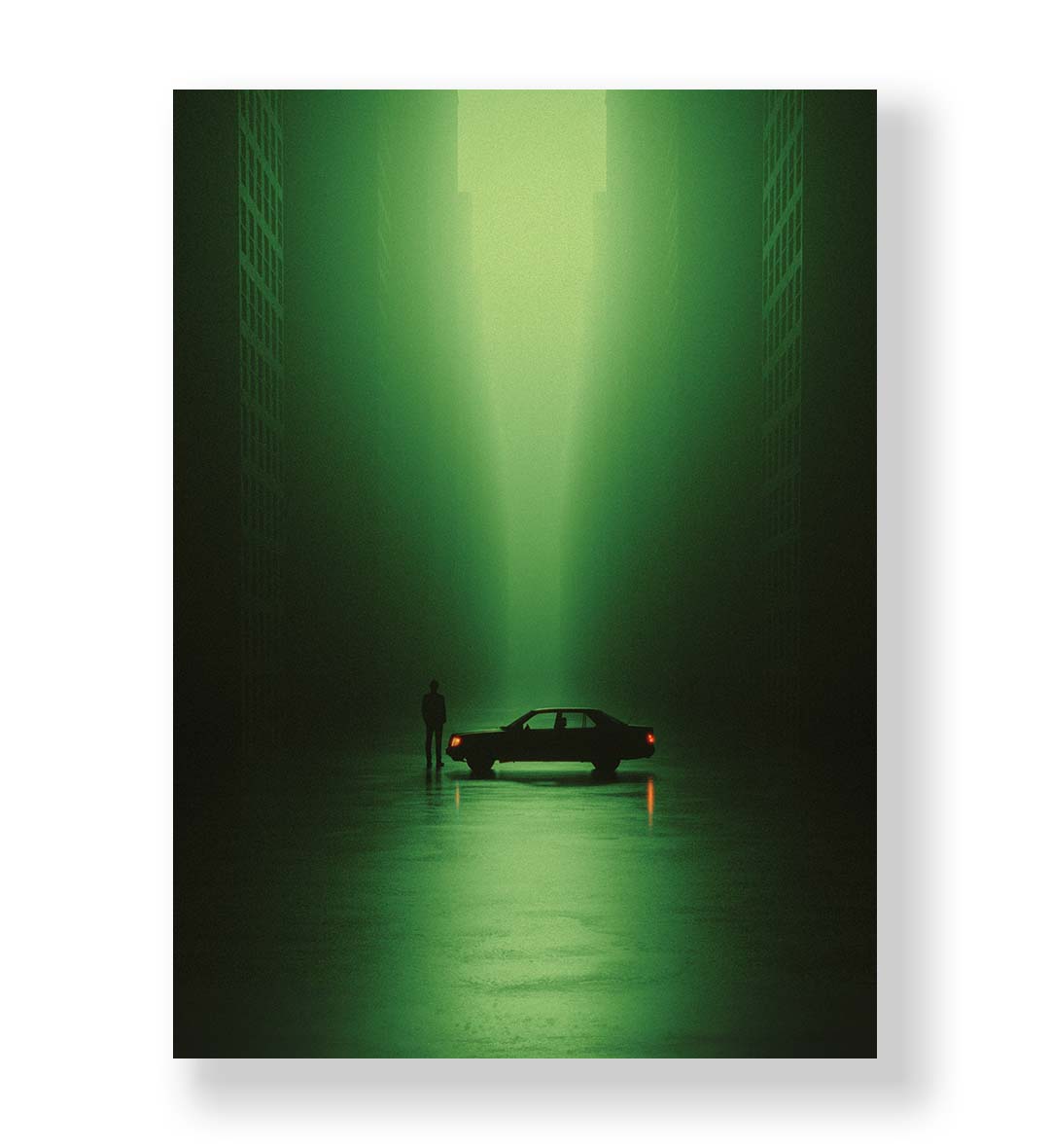 Neon City Encounter with urban noir design wall art for Indian home decor.