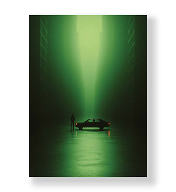 Neon City Encounter with urban noir design wall art for Indian home decor.