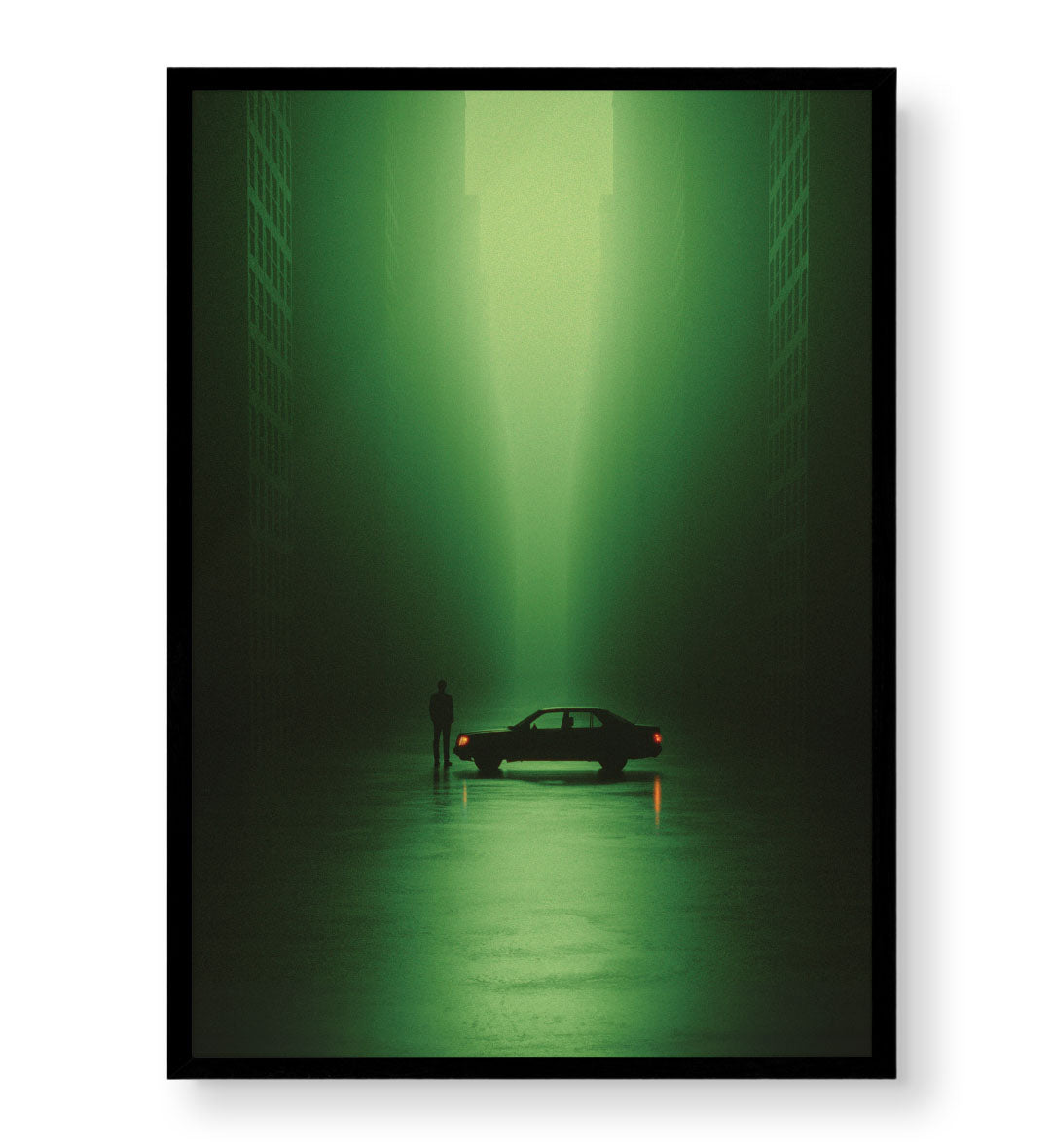 Neon City Encounter with urban noir design wall art for Indian home decor.