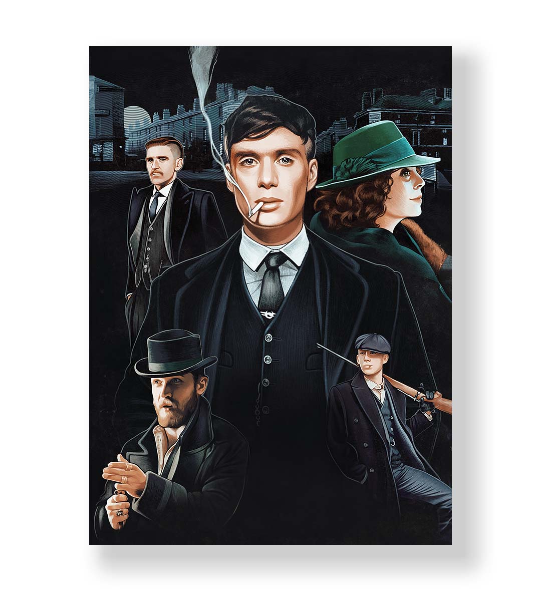 Peaky Blinders Legacy with vintage wall art for home decor.