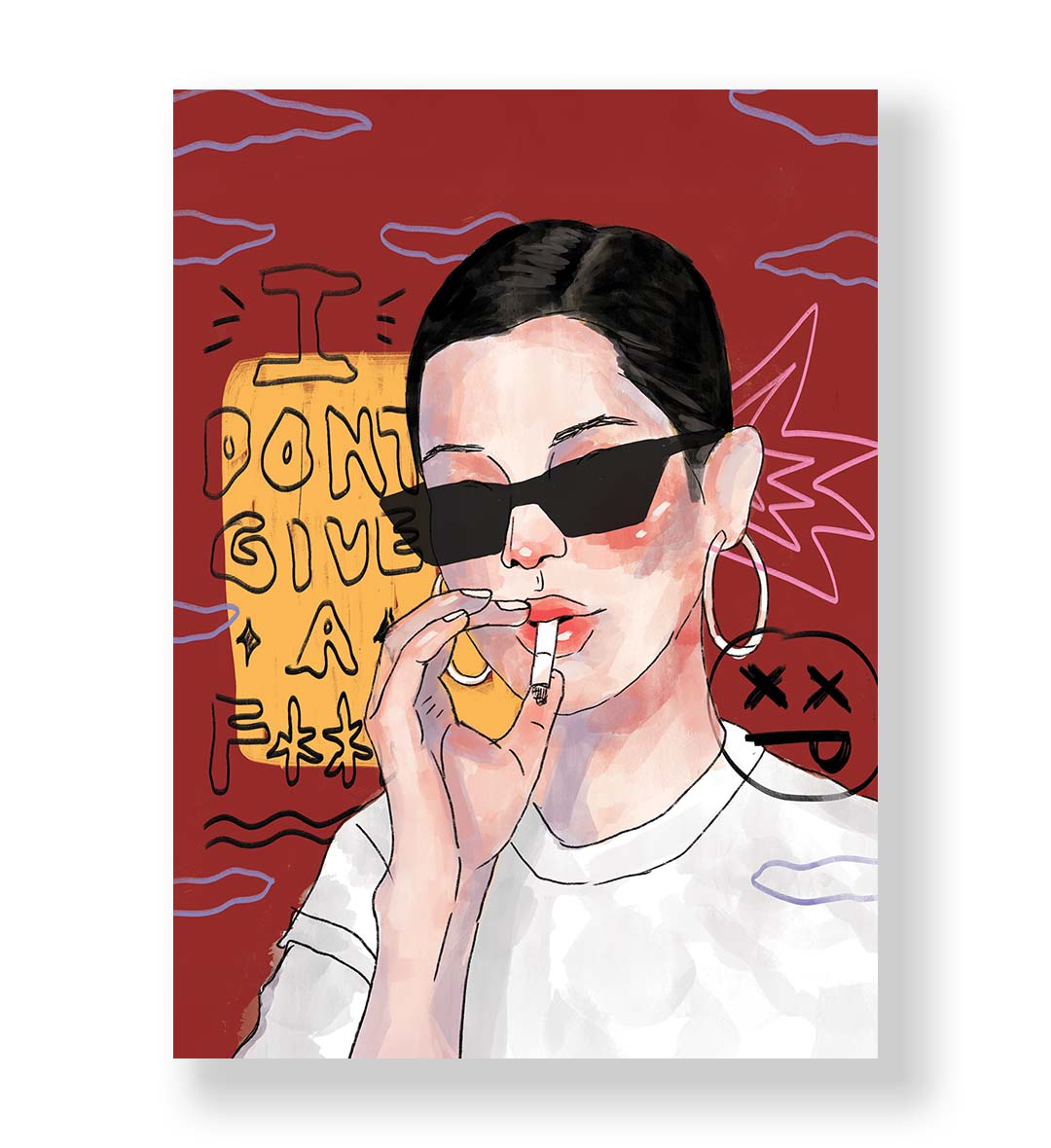 Rebel Attitude bold pop art wall canvas print with red and blue accents for Indian home decor.