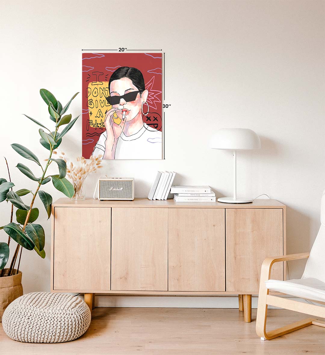 Rebel Attitude bold pop art wall canvas print with red and blue accents for Indian home decor.