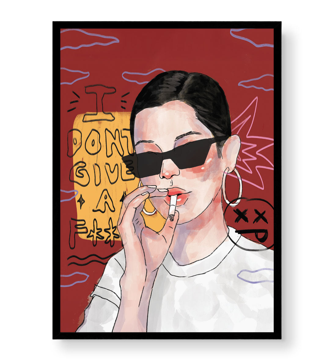 Rebel Attitude bold pop art wall canvas print with red and blue accents for Indian home decor.