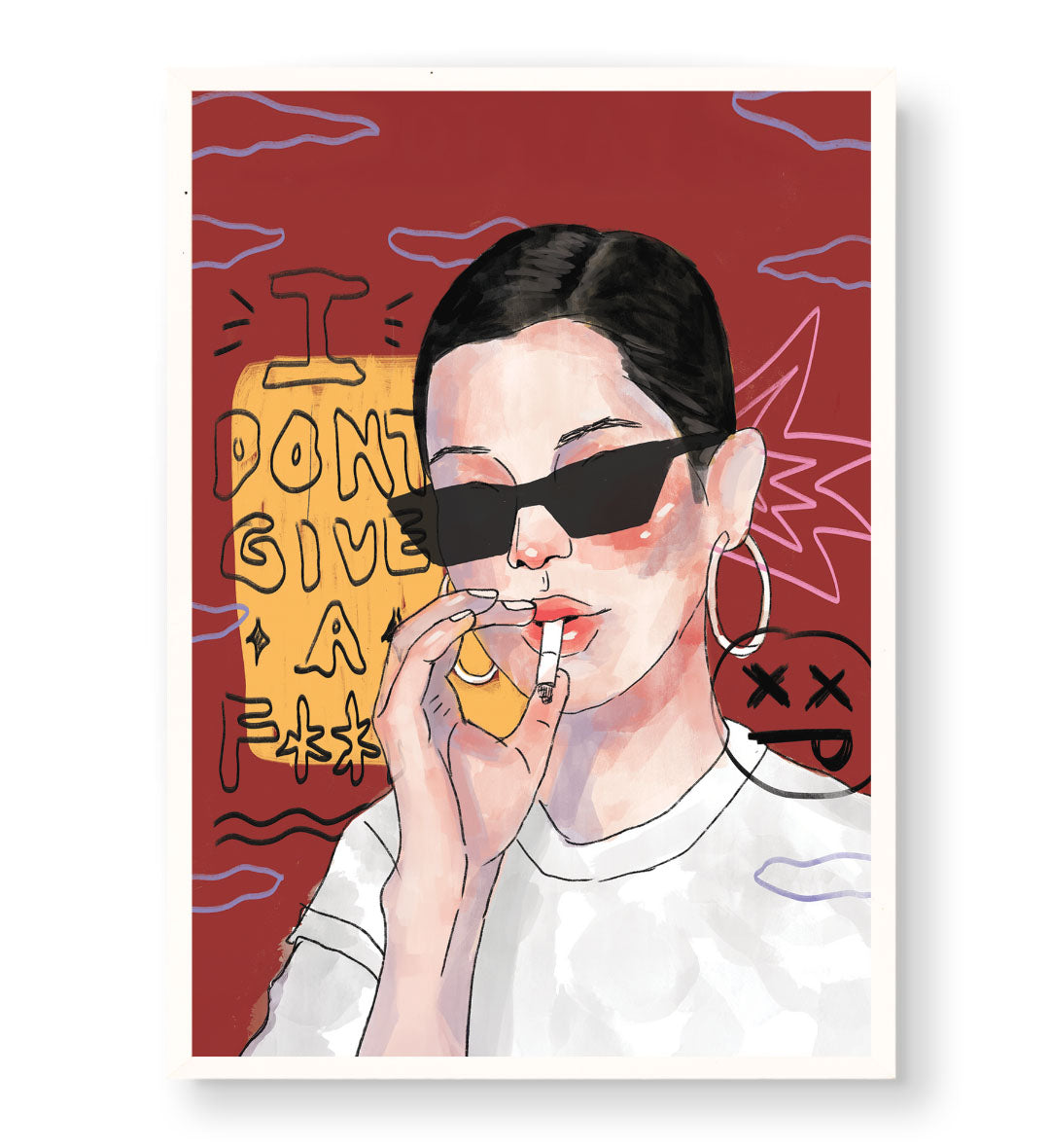 Rebel Attitude bold pop art wall canvas print with red and blue accents for Indian home decor.