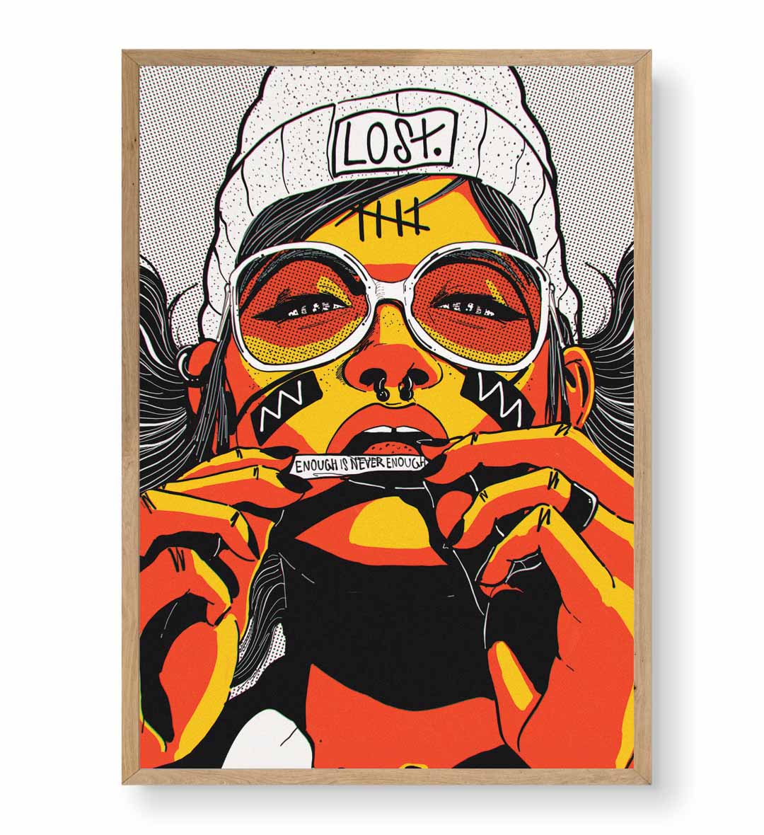 Rebel Spirit bold statement wall art with orange and yellow tones for Indian home decor.