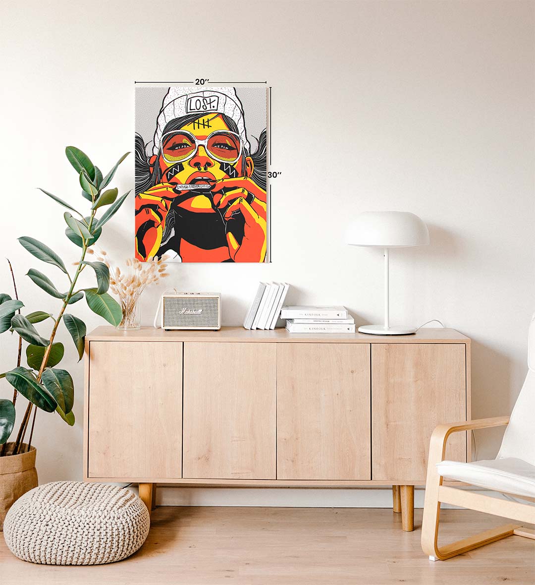 Rebel Spirit bold statement wall art with orange and yellow tones for Indian home decor.