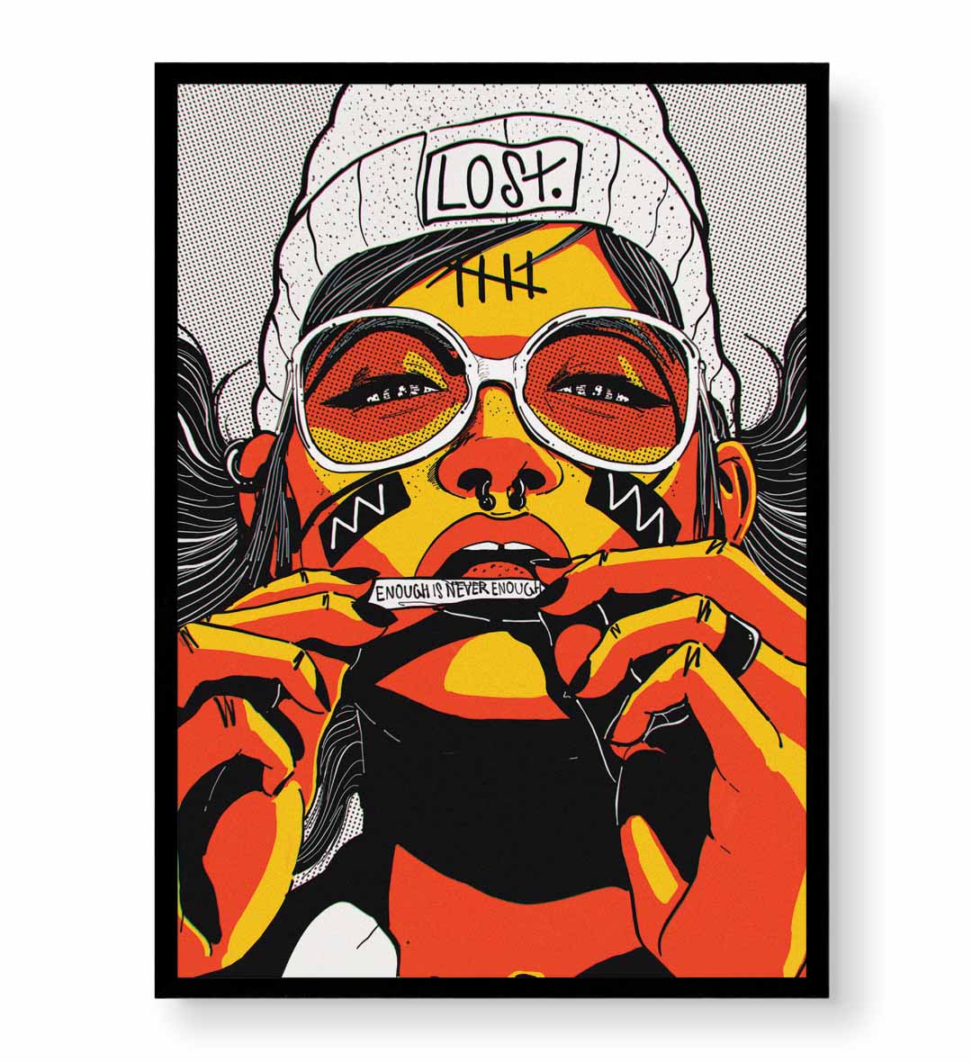 Rebel Spirit bold statement wall art with orange and yellow tones for Indian home decor.