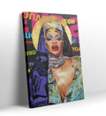 Rihanna Neon Halo pop diva wall art with neon colors and golden halo for Indian home decor.