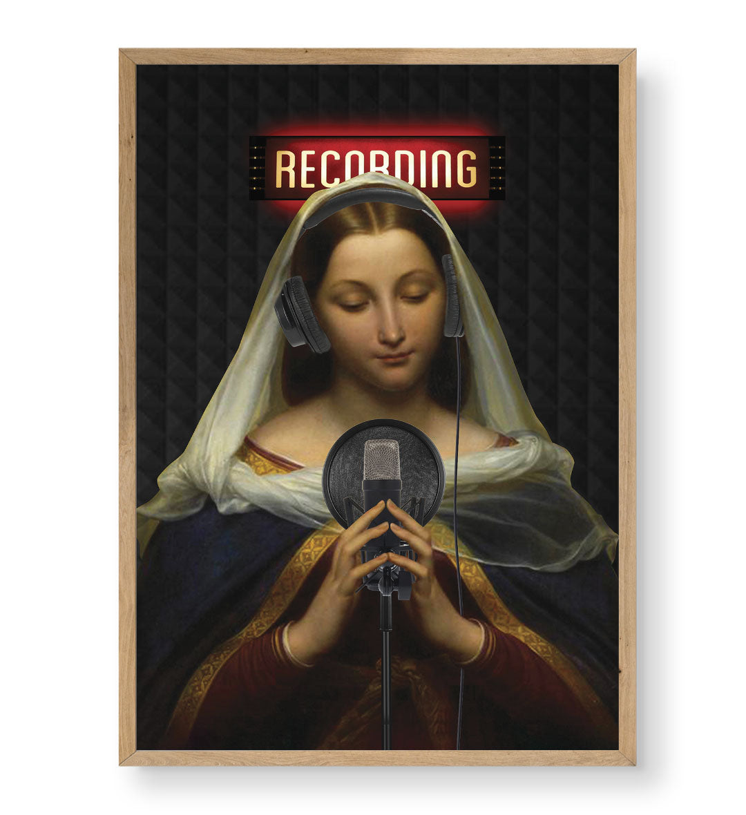 Sacred Studio Moment with spiritual recording design wall art for home decor.