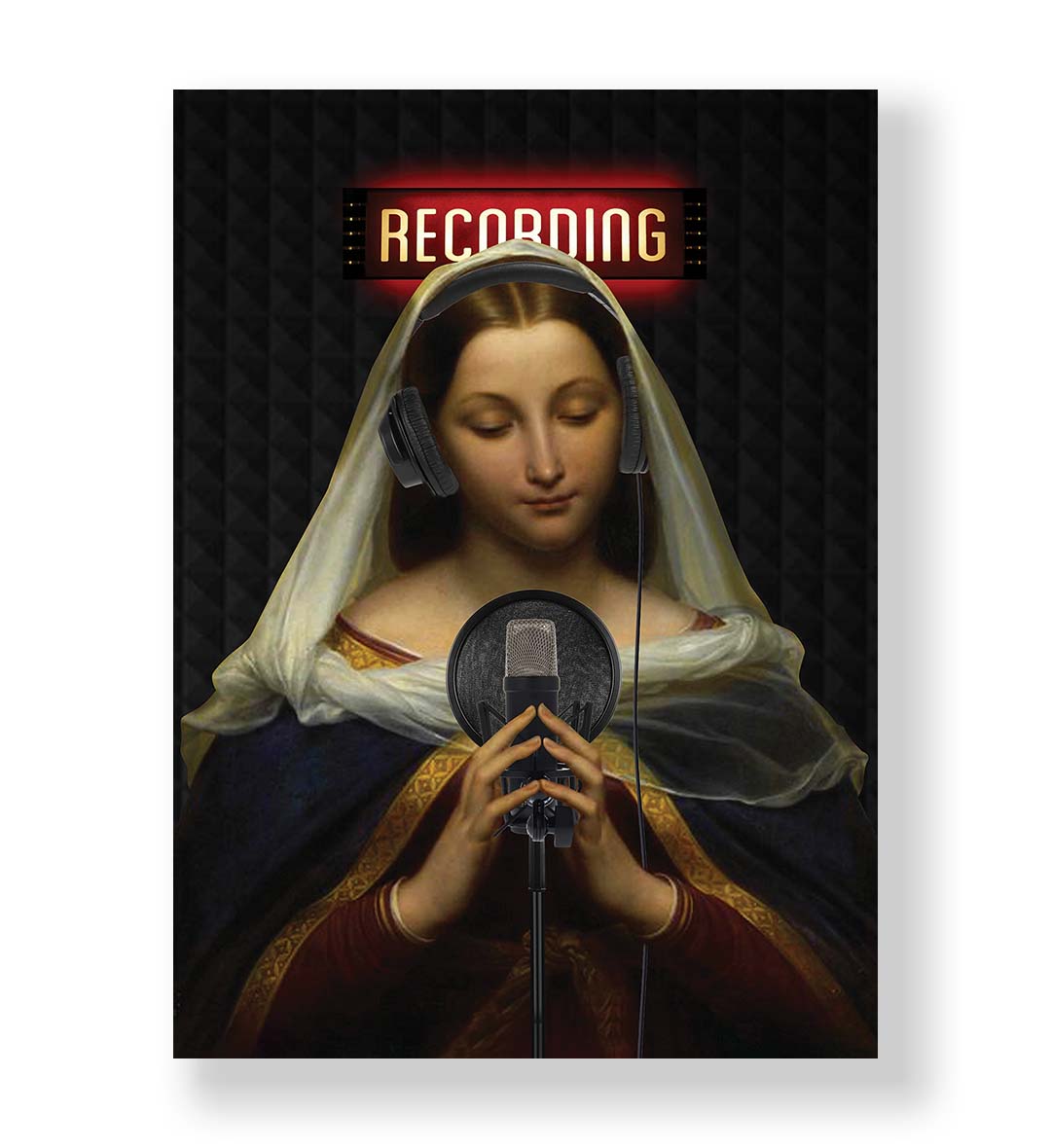 Sacred Studio Moment with spiritual recording design wall art for Indian home decor.