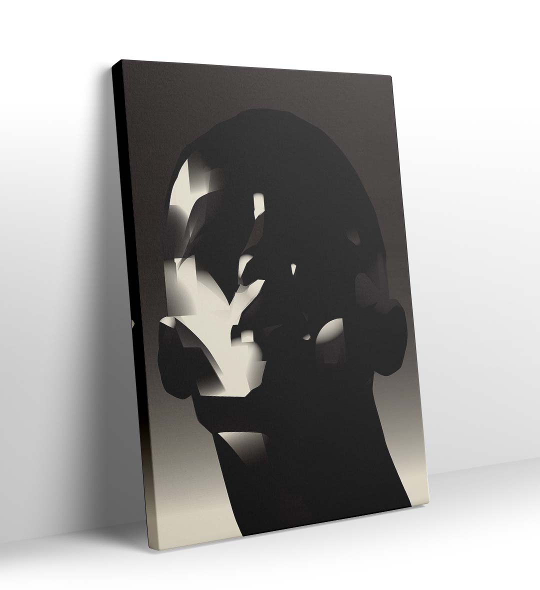Abstract Shadow Face with geometric human head design wall art for Indian home decor.