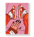 Sneaker Swagger Nike pop art wall canvas print with orange sneakers for Indian home decor.