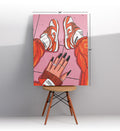 Sneaker Swagger Nike pop art wall canvas print with orange sneakers for Indian home decor.
