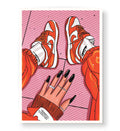 Sneaker Swagger Nike pop art wall canvas print with orange sneakers for Indian home decor.