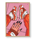 Sneaker Swagger Nike pop art wall canvas print with orange sneakers for Indian home decor.