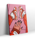Sneaker Swagger Nike pop art wall canvas print with orange sneakers for Indian home decor.