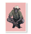 Street Hound whimsical pet wall art with a greyhound in streetwear for Indian home decor.