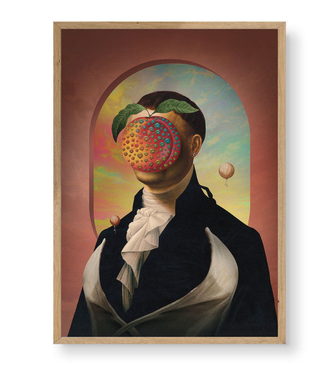 Surreal Fruit Mask with abstract fruit design wall art for Indian home decor.