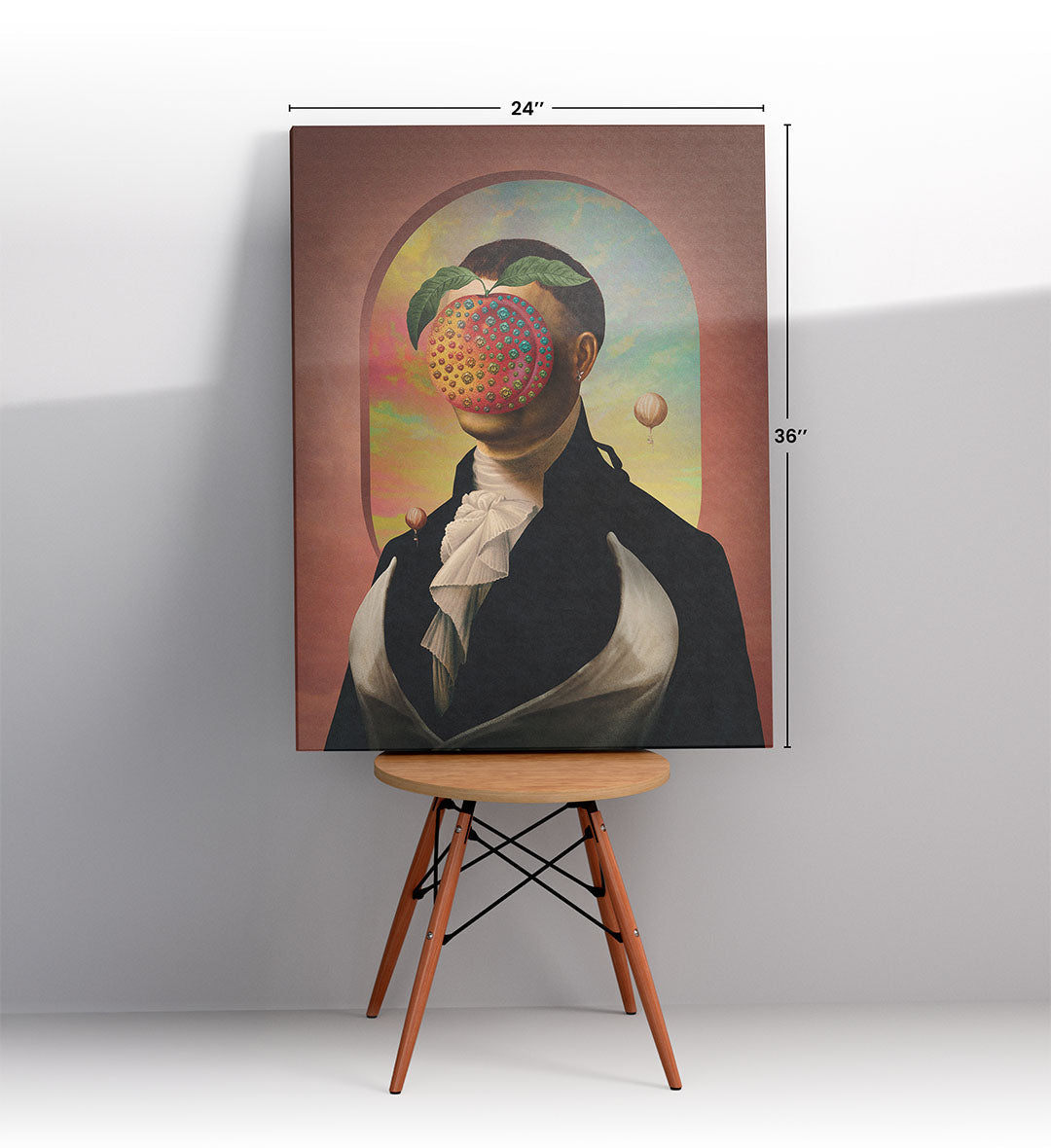 Surreal Fruit Mask with abstract fruit design wall art for Indian home decor.