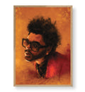 The Weeknd's Fiery Aura with abstract music design wall art for home decor.
