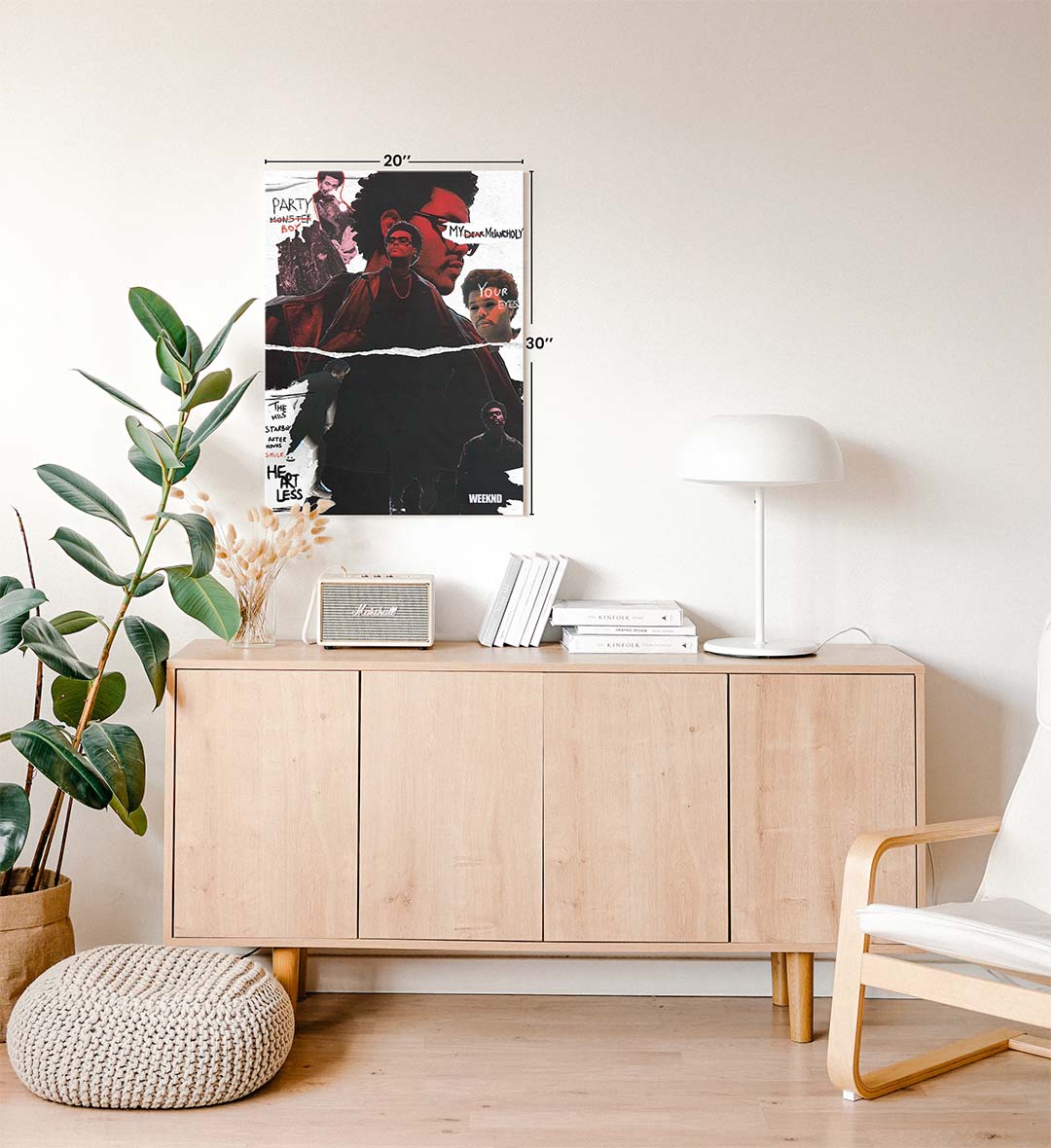 The Weeknd's Musical Journey Pop Culture Wall Art with Lyrics and Red Jacket for Indian Home Decor