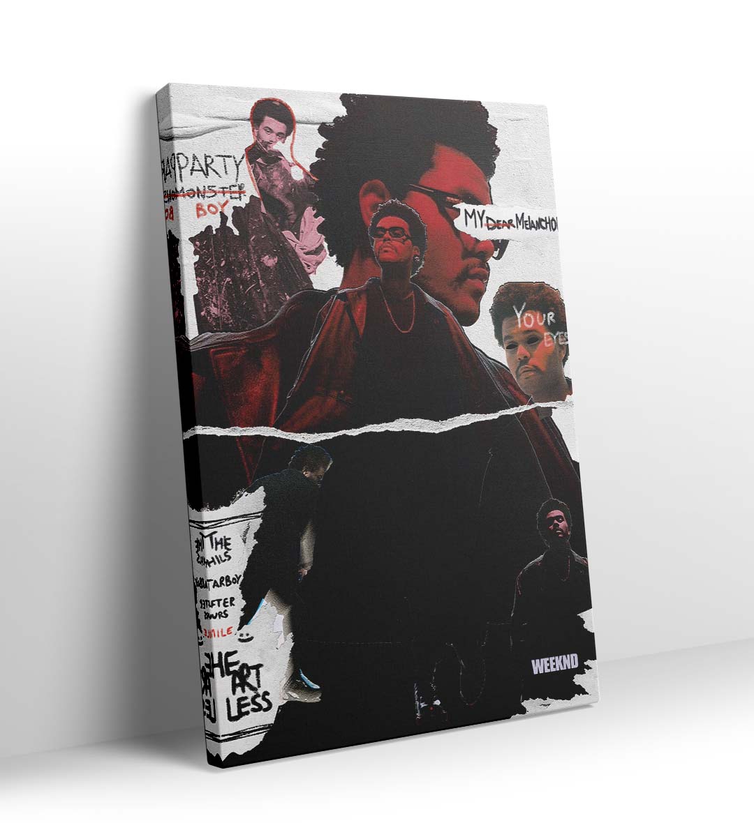 The Weeknd's Musical Journey Pop Culture Wall Art with Lyrics and Red Jacket for Indian Home Decor