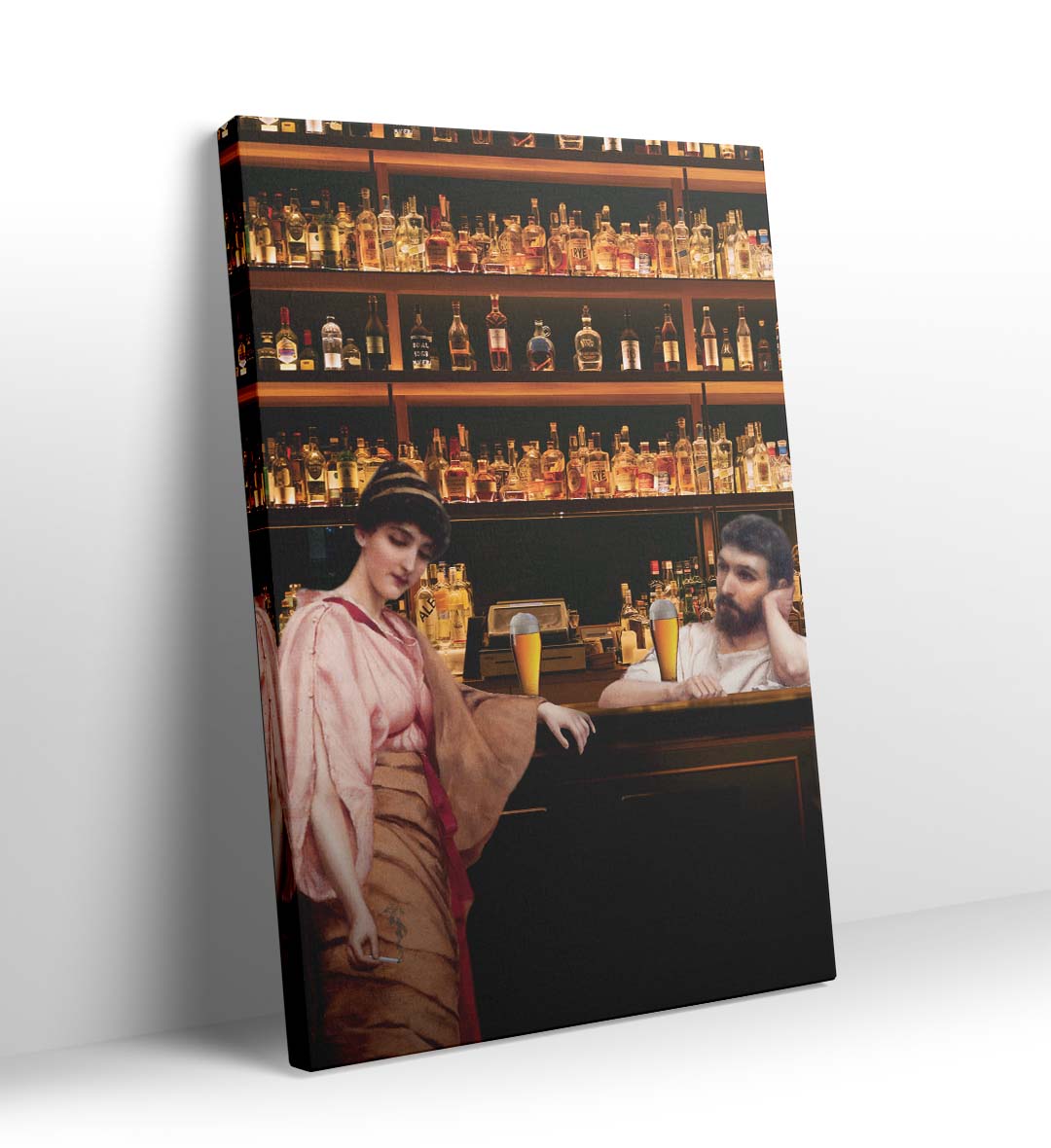Timeless Bar Encounter with vintage bar scene design wall art for home decor.