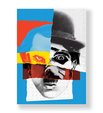 Timeless Gaze vintage collage wall art canvas print with red and blue accents for Indian home decor.