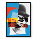 Timeless Gaze vintage collage wall art canvas print with red and blue accents for Indian home decor.