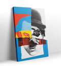 Timeless Gaze vintage collage wall art canvas print with red and blue accents for Indian home decor.